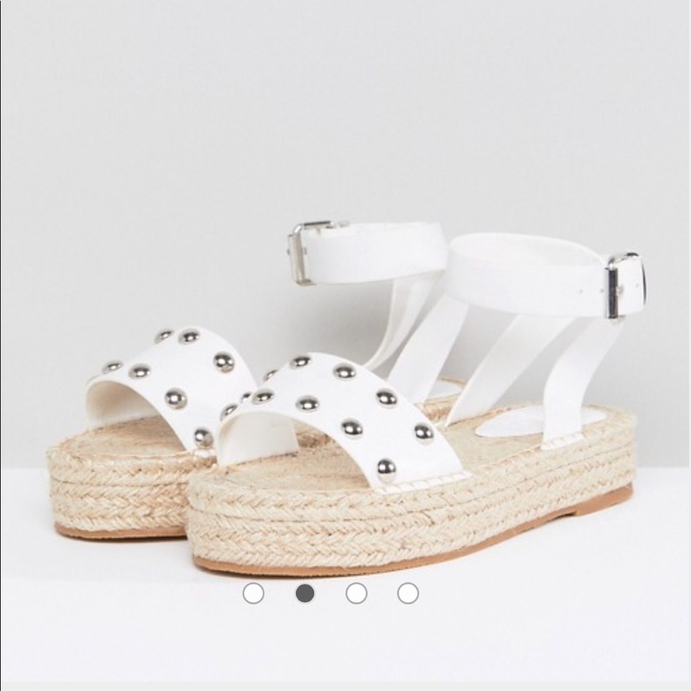 Studded white espadrilles